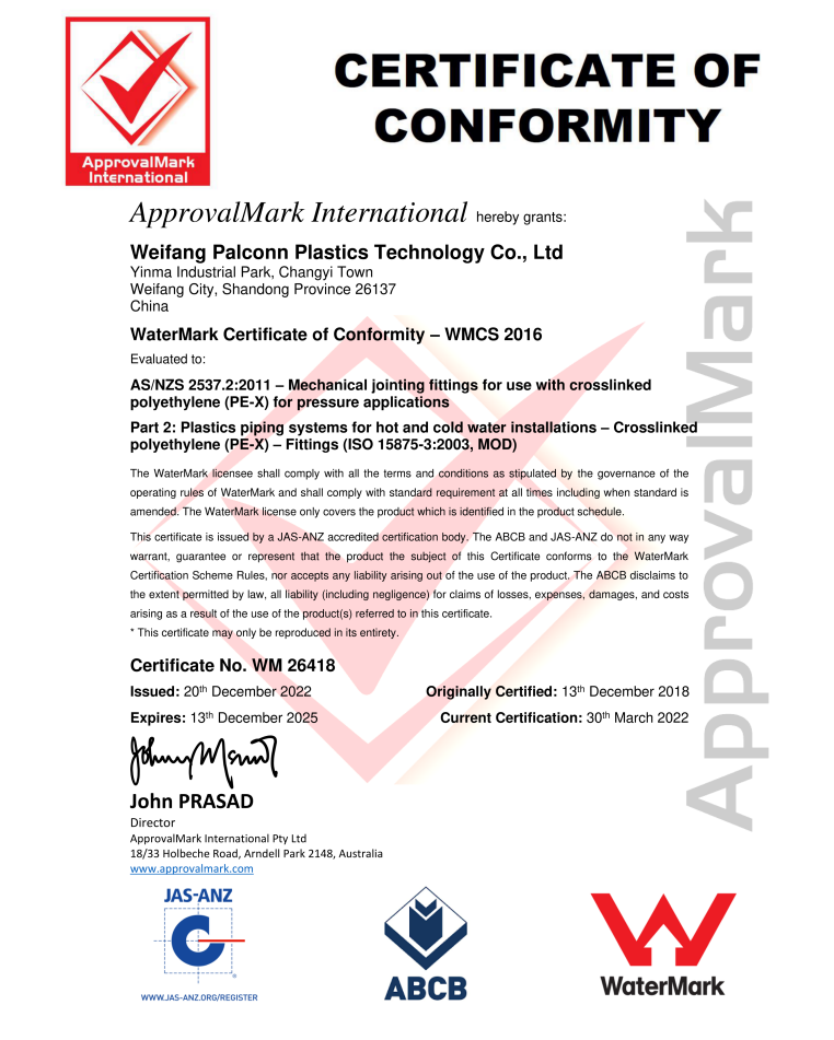 WM 26418 – AS2537.2 – Certificate & Schedule-page-1